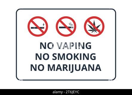 No Smoking, Vaping and Marijuana Sign Stock Vector