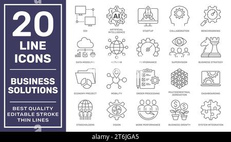 Business or organization management icon set. Containing manager, teamwork, strategy, marketing, business, planning, training, employee icons. Solid Stock Vector