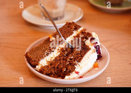 Homemade carrot cake with cream cheese frosting Stock Photo