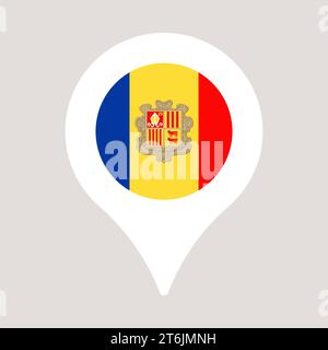 andorra pin location flag. vector illustration national flag isolated on light background. Stock Vector