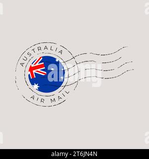 australia flag postage stamp. vector illustration national flag isolated on light background. Stock Vector