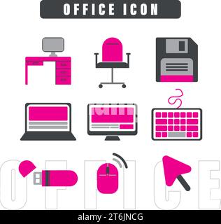 Set of different office icons Vector Stock Vector
