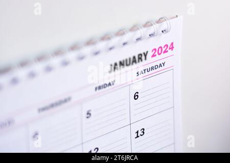 2024 January month calendar with blurred nature background. Copy space ...