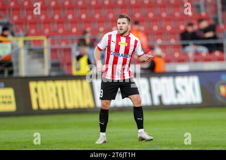 Benjamin Kallman of Cracovia Krakow seen in action during the Fortuna Polish Cup  2023/2024 football match between Cracovia Krakow and Zaglebie Lubin at Cracovia Stadium. Final score; Cracovia Krakow 1:0 Zaglebie Lubin. Stock Photo