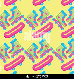 Seamless pattern background with skate icons Vector Stock Vector