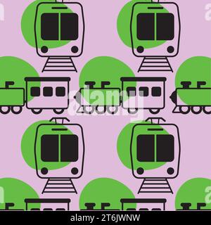 Seamless pattern background with train icons Vector illustration Stock Vector