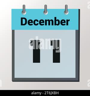 day on the calendar, vector image format, December 11 Stock Vector