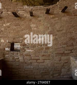 Large Stone Wall With Window In Balcony House in Mesa Verde Stock Photo