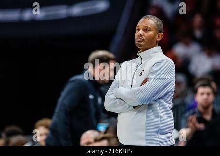 November 10, 2023: South Carolina Gamecocks head coach Lamont Paris during the first half against the Virginia Tech Hokies in the ''He Gets Us'' Hall of Fame Series 2023 matchup at Spectrum Center in Charlotte, NC. (Scott Kinser/CSM) Stock Photo