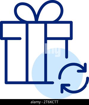 Store return or exchange service. Gift box and return arrows. Pixel perfect icon Stock Vector