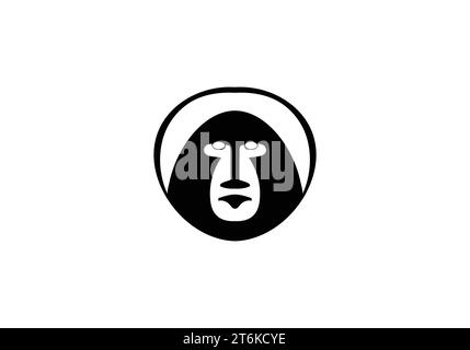 Baboon minimal style icon illustration design Stock Vector