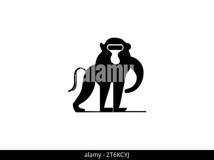 Baboon minimal style icon illustration design Stock Vector