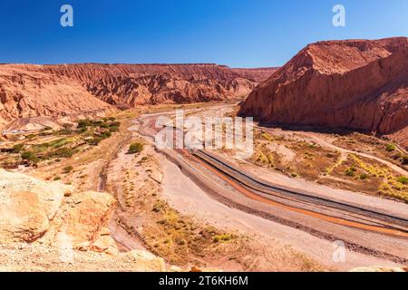 View of the riverbed from the Quitor fortress near San Pedro de Atacama, Chile. Stock Photo