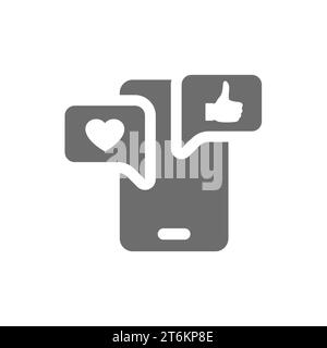 Smartphone and social media concept vector icon. Phone and line balloon or bubble symbol. Stock Vector