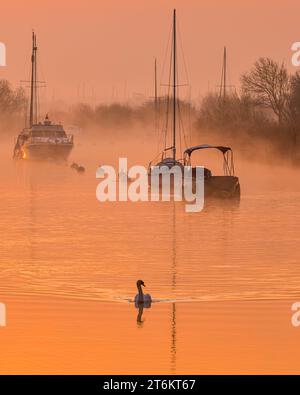 River Frome in Wareham Dorset at sunrise Stock Photo