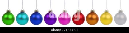 Christmas balls baubles ornament colorful decoration isolated on a white background Stock Photo