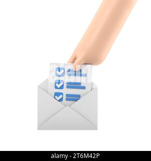3d mail envelope icon with task management todo check list in hand ...