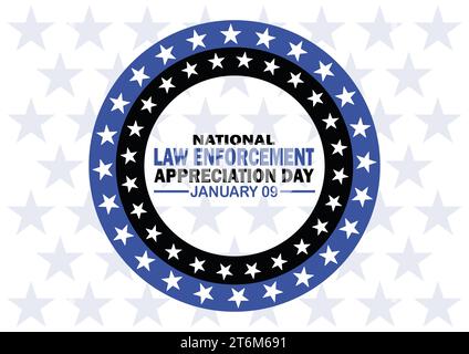 National Law Enforcement Appreciation Day Vector illustration. January 09. Holiday concept. Template for background, banner, card, poster Stock Vector