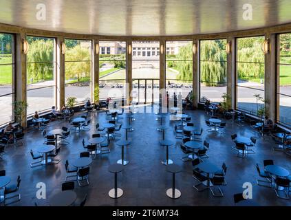 Cafeteria of the Westend campus of the Goethe University, set up in the rotunda of the IG Farben Building in Frankfurt am Main, Germany. Stock Photo