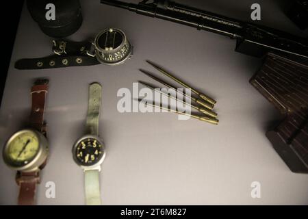 Items different clocks on the table indoors Stock Photo