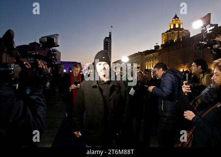 Torino, Italy. 10th November 2023. Tennis player Holger Rune arrives in Piazza Castello, Turin before the 2023 Nitto ATP Finals beginning Credit: Marco Destefanis/Alamy Live News Stock Photo