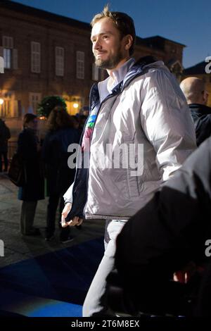 Torino, Italy. 10th November 2023. Tennis player  Daniil Medvedev arrives in Piazza Castello, Turin before the 2023 Nitto ATP Finals beginning Credit: Marco Destefanis/Alamy Live News Stock Photo