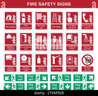 Set of Fire Safety Signs Stock Vector