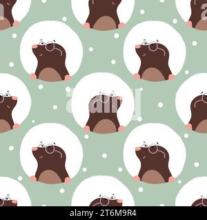 Cute moles seamless pattern. Polka dot vector illustration. Baby print Stock Vector
