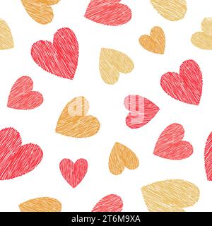 Seamless pattern with doodle hearts. Valentines day design Stock Vector