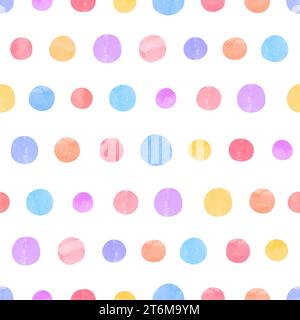 Colorful polka dot pattern. Vector seamless background with watercolor circles Stock Vector