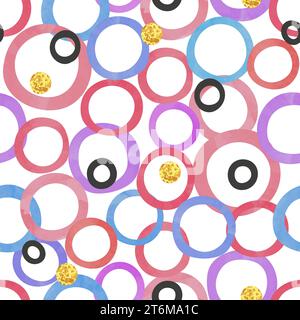 Seamless colorful rings pattern. Vector background with watercolor circles Stock Vector