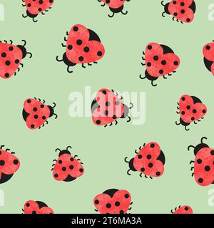 Ladybugs seamless pattern. Vector print with red ladybirds Stock Vector