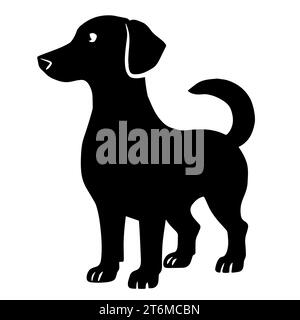 Illustration of a black and white Dachshund, known for its elongated body and short legs Stock Photo