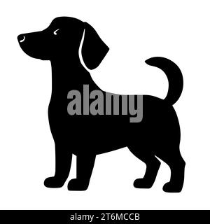 Illustration of a black and white Dachshund, known for its elongated body and short legs Stock Photo