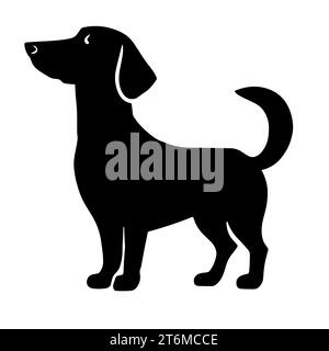 Illustration of a black and white Dachshund, known for its elongated body and short legs Stock Photo