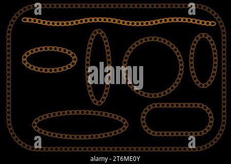 Vector illustration of chain pattern set of chains in color. decorative elements for design. Ropes and chains textures, strings knitted decent vector Stock Vector