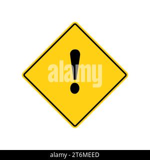 Road sign Warning or Attention Caution Sign with Exclamation Mark Flat Icon Vector Image. Stock Vector