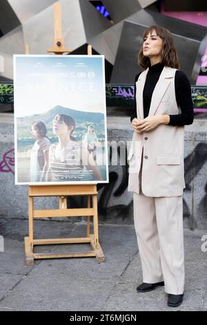 Aura Garrido attends the 'Amanece' photocall at Plaza de los Cubos in Madrid. Stock Photo