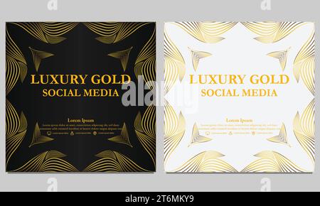 luxury golden floral social media post template design Stock Vector ...