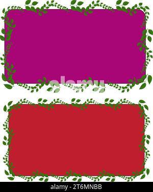 leaf outer frame green color circle. vector illustration. on a white background. Wedding invitation frame set Stock Vector