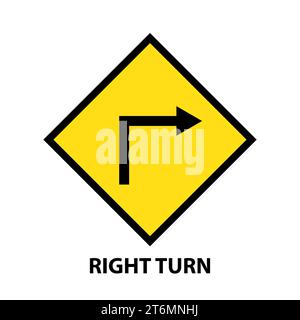 Yellow road sign: Left arrow sign. Common on roads sign. Vector illustration on white background. Stock Vector