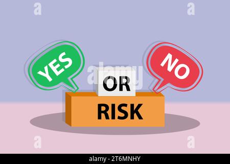 Risk yes or no cube. use us for positive thoughts business or background theme concept vector illustration. marketing and advertising. Сoncept Stock Vector