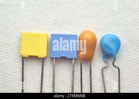 Capacitor type. Electronic component. Stock Photo