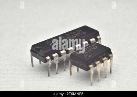 Integrated circuit. chip. ic. electronic components Stock Photo