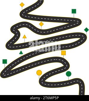 Vector black car road. Road signs. Road to the horizon in perspective. Business road map timeline infographic icons designed for abstract background. Stock Vector