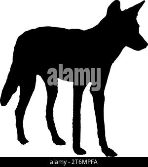 fox silhouette. fox black color filled. vector. isolated on white background Stock Vector