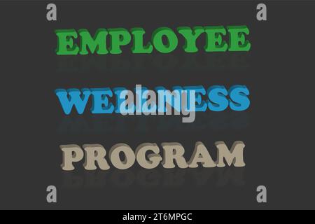 Employee wellness program. text and dark background. vector. industries, and the company's employs welfare. Stock Vector