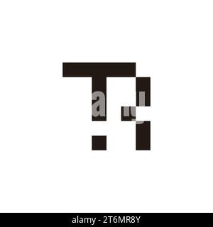 letter tr simple linked pixels logo vector Stock Vector