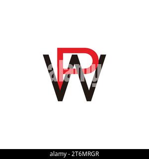 letter pw linked line simple colorful logo vector Stock Vector