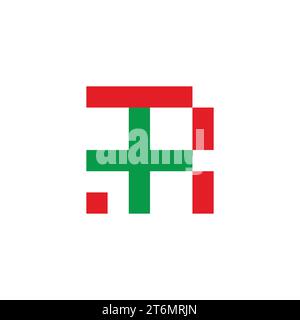 letter r simple geometric line plus medical logo vector Stock Vector